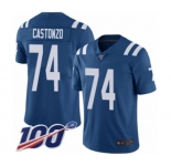 Men's Indianapolis Colts #74 Anthony Castonzo Royal Blue Team Color Vapor Untouchable Limited Player 100th Season Football Jersey
