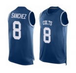 Men's Indianapolis Colts #8 Rigoberto Sanchez Limited Royal Blue Player Name & Number Tank Top Football Jersey