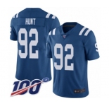 Men's Indianapolis Colts #92 Margus Hunt Royal Blue Team Color Vapor Untouchable Limited Player 100th Season Football Jersey