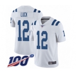 Men's Nike Indianapolis Colts #12 Andrew Luck White Vapor Untouchable Limited Player 100th Season NFL Jersey