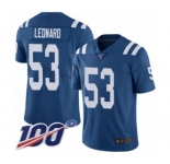 Men's Nike Indianapolis Colts #53 Darius Leonard Royal Blue Team Color Vapor Untouchable Limited Player 100th Season NFL Jersey