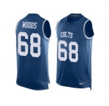 Men's Nike Indianapolis Colts #68 Al Woods Limited Royal Blue Player Name & Number Tank Top NFL Jersey