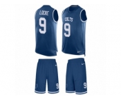 Men's Nike Indianapolis Colts #9 Jeff Locke Limited Royal Blue Tank Top Suit NFL Jersey