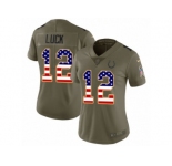 Women Nike Indianapolis Colts #12 Andrew Luck Limited Olive USA Flag 2017 Salute to Service NFL Jersey