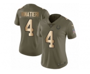 Women Nike Indianapolis Colts #4 Adam Vinatieri Limited Olive Gold 2017 Salute to Service NFL Jersey