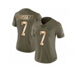 Women Nike Indianapolis Colts #7 Jacoby Brissett Limited Olive Gold 2017 Salute to Service NFL Jersey