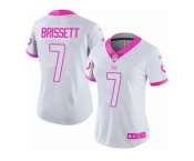 Women Nike Indianapolis Colts #7 Jacoby Brissett Limited White Pink Rush Fashion NFL Jersey