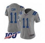 Women's Indianapolis Colts #11 Deon Cain Limited Gray Inverted Legend 100th Season Football Jersey