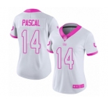 Women's Indianapolis Colts #14 Zach Pascal Limited White Pink Rush Fashion Football Jersey