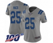 Women's Indianapolis Colts #25 Marlon Mack Limited Gray Inverted Legend 100th Season Football Jersey