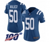 Women's Indianapolis Colts #50 Anthony Walker Limited Royal Blue Rush Vapor Untouchable 100th Season Football Jersey