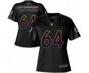 Women's Indianapolis Colts #64 Mark Glowinski Game Black Fashion Football Jersey