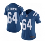 Women's Indianapolis Colts #64 Mark Glowinski Royal Blue Team Color Vapor Untouchable Elite Player Football Jersey