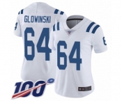 Women's Indianapolis Colts #64 Mark Glowinski White Vapor Untouchable Limited Player 100th Season Football Jersey
