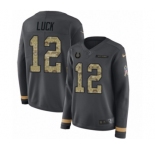 Women's Nike Indianapolis Colts #12 Andrew Luck Limited Black Salute to Service Therma Long Sleeve NFL Jersey