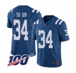 Youth Indianapolis Colts #34 Rock Ya-Sin Limited Royal Blue Rush Vapor Untouchable 100th Season Football Jersey