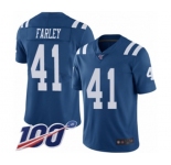 Youth Indianapolis Colts #41 Matthias Farley Limited Royal Blue Rush Vapor Untouchable 100th Season Football Jersey