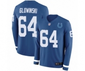 Youth Indianapolis Colts #64 Mark Glowinski Limited Blue Therma Long Sleeve Football Jersey