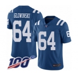 Youth Indianapolis Colts #64 Mark Glowinski Limited Royal Blue Rush Vapor Untouchable 100th Season Football Jersey