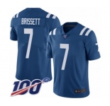 Youth Indianapolis Colts #7 Jacoby Brissett Royal Blue Team Color Vapor Untouchable Limited Player 100th Season Football Jersey