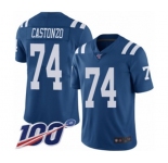 Youth Indianapolis Colts #74 Anthony Castonzo Limited Royal Blue Rush Vapor Untouchable 100th Season Football Jersey