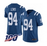 Youth Indianapolis Colts #94 Tyquan Lewis Limited Royal Blue Rush Vapor Untouchable 100th Season Football Jersey