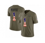 Youth Nike Indianapolis Colts #1 Pat McAfee Limited Olive USA Flag 2017 Salute to Service NFL Jersey