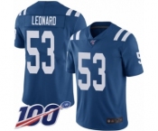 Youth Nike Indianapolis Colts #53 Darius Leonard Royal Blue Team Color Vapor Untouchable Limited Player 100th Season NFL Jersey