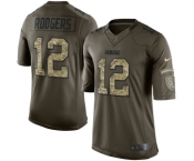 Men's Green Bay Packers #12 Aaron Rodgers Elite Green Salute to Service Football Jersey