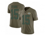 Men Nike Green Bay Packers #15 Bart Starr Limited Olive 2017 Salute to Service NFL Jersey