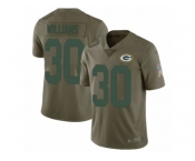 Men Nike Green Bay Packers #30 Jamaal Williams Limited Olive 2017 Salute to Service NFL Jersey