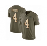 Men Nike Green Bay Packers #4 Brett Favre Limited Olive Gold 2017 Salute to Service NFL Jersey