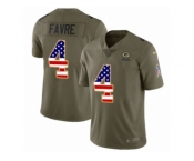 Men Nike Green Bay Packers #4 Brett Favre Limited Olive USA Flag 2017 Salute to Service NFL Jersey