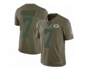 Men Nike Green Bay Packers #7 Brett Hundley Limited Olive 2017 Salute to Service NFL Jersey