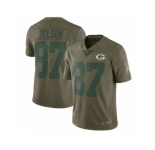 Men Nike Green Bay Packers #87 Jordy Nelson Limited Olive 2017 Salute to Service NFL Jersey