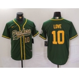 Men's Green Bay Packers #10 Jordan Love Green Cool Base Stitched Baseball Jerseys