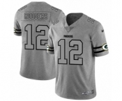 Men's Green Bay Packers #12 Aaron Rodgers Limited Gray Team Logo Gridiron Limited Football Jersey