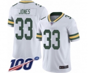 Men's Green Bay Packers #33 Aaron Jones White Vapor Untouchable Limited Player 100th Season Football Jersey