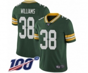 Men's Green Bay Packers #38 Tramon Williams Green Team Color Vapor Untouchable Limited Player 100th Season Football Jersey