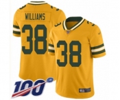 Men's Green Bay Packers #38 Tramon Williams Limited Gold Inverted Legend 100th Season Football Jersey