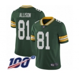 Men's Green Bay Packers #81 Geronimo Allison Green Team Color Vapor Untouchable Limited Player 100th Season Football Jersey