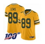 Men's Green Bay Packers #89 Marcedes Lewis Limited Gold Inverted Legend 100th Season Football Jersey