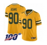 Men's Green Bay Packers #90 Montravius Adams Limited Gold Inverted Legend 100th Season Football Jersey