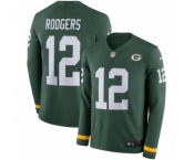 Men's Nike Green Bay Packers #12 Aaron Rodgers Limited Green Therma Long Sleeve NFL Jersey