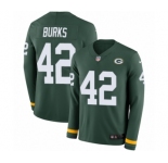 Men's Nike Green Bay Packers #42 Oren Burks Limited Green Therma Long Sleeve NFL Jersey