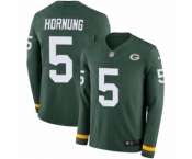 Men's Nike Green Bay Packers #5 Paul Hornung Limited Green Therma Long Sleeve NFL Jersey
