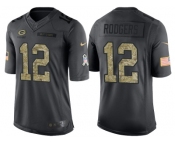 Nike Green Bay Packers #12 Aaron Rodgers Men's Stitched Black NFL Salute to Service Limited Jerseys