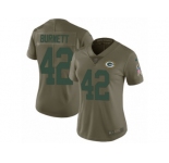 Women Nike Green Bay Packers #42 Morgan Burnett Limited Olive 2017 Salute to Service NFL Jersey