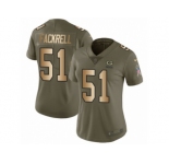 Women Nike Green Bay Packers #51 Kyler Fackrell Limited Olive Gold 2017 Salute to Service NFL Jersey