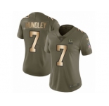 Women Nike Green Bay Packers #7 Brett Hundley Limited Olive Gold 2017 Salute to Service NFL Jersey